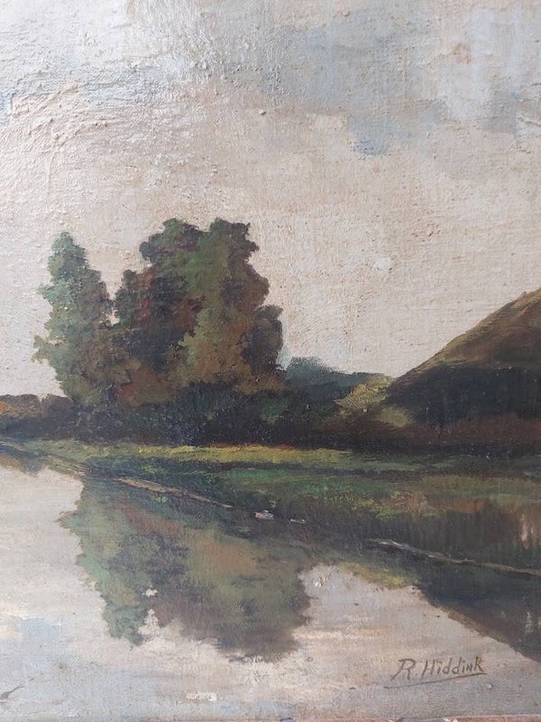 ☻ Schilderij: Hollands Polderlandschap – R. Hiddink
