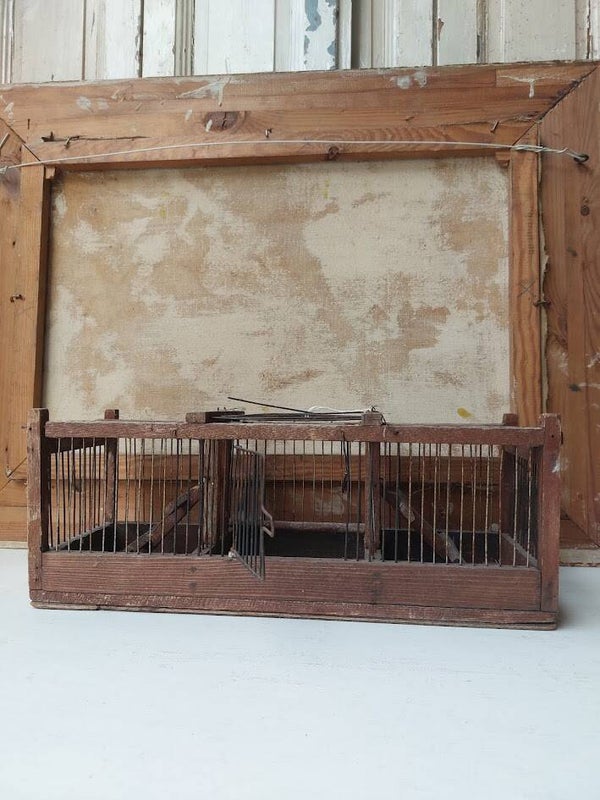 ☻ Antieke Houten Vogelval / Inloopkooi