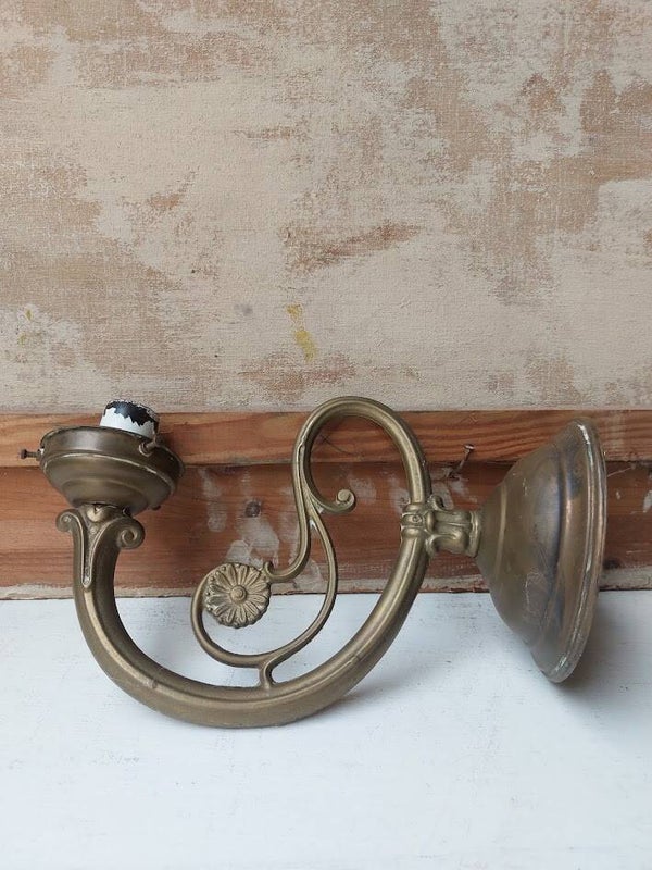 ☻ Antieke Koperen Wandlamp – Klassieke Franse Applique