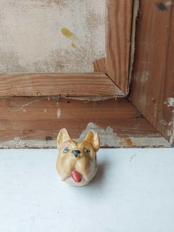 🔥 Vintage porseleinen hondenkopje / wandelstokknop