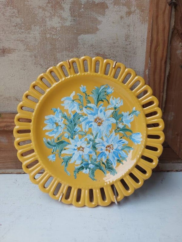 🔥 Italiaans vintage wandbord met  handgeschilderde margrieten