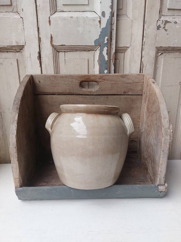 ☻ Grote Antieke Franse Confitpot / Grespot met Twee Oren