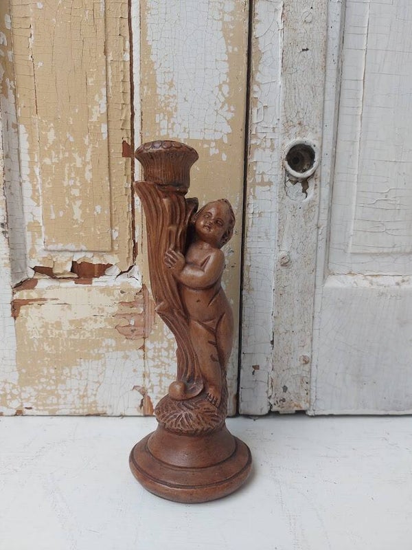 ☻Vintage Ornament Kandelaar met Cherubijn / Engeltje