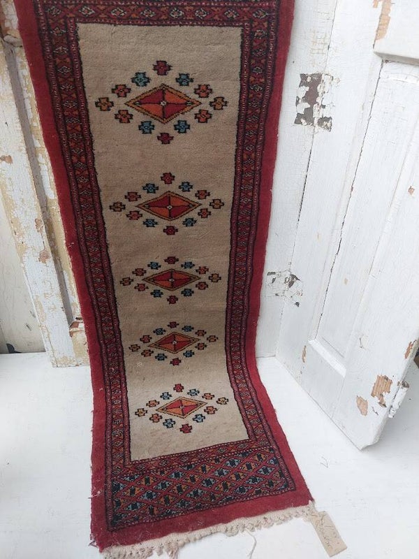 ☺ Vintage Perzische Loper / Wollen Tapijtje (100 x 35 cm)
