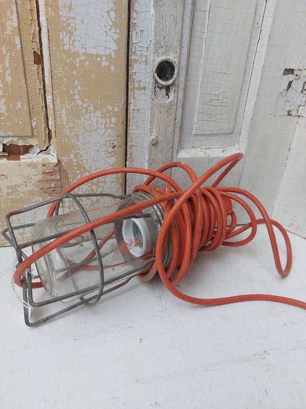 ☺ Industriële Looplamp / Werklamp met Oranje Kabel