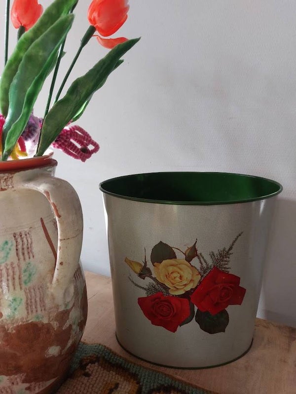 🔥 Originele vintage Tomado metalen prullenbak