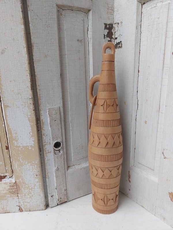 ☻ Handgesneden Houten Fles