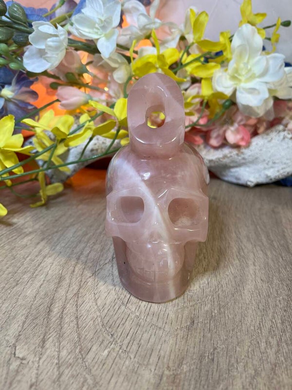 Skull met het cijfer  0 Rozenkwarts