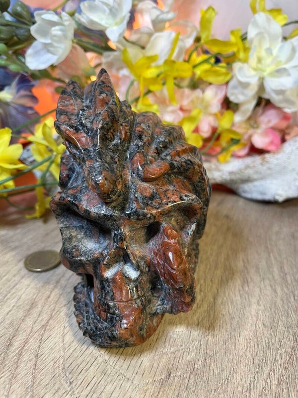 Skull met draak Jaspis