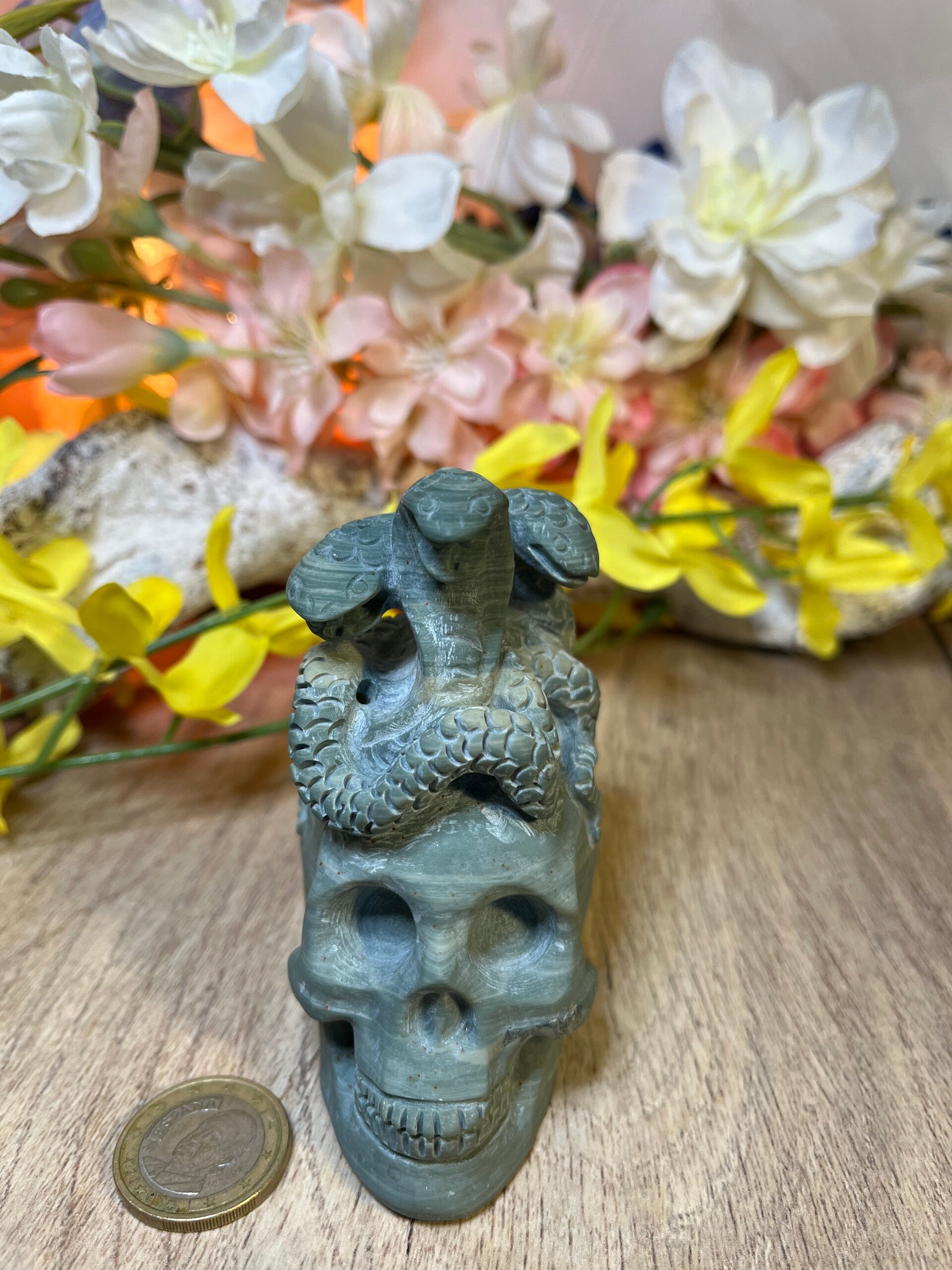 Skull met 3 slagen uit Groen Jaspis