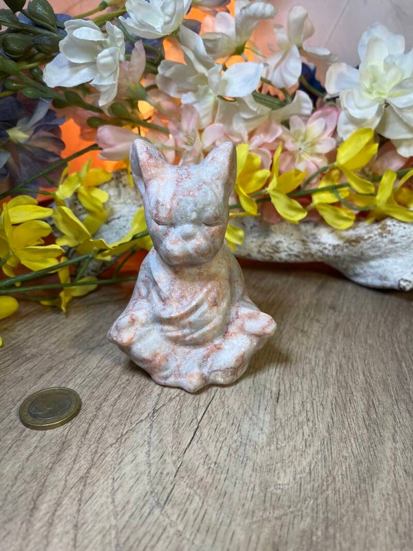 Boeddha met kattenhoofd uit Jaspis met adres