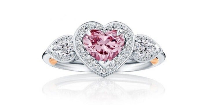 ANGELISI AUSTRALIAN ARGYLE PINK TENDER DIAMOND HEART RING