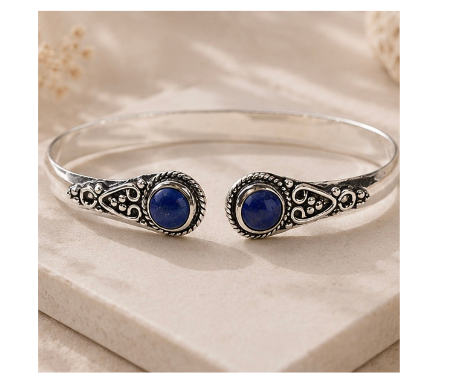 Metalen armband lapis lazuli of amethist