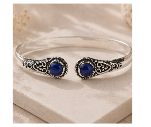 Metalen armband lapis lazuli of amethist