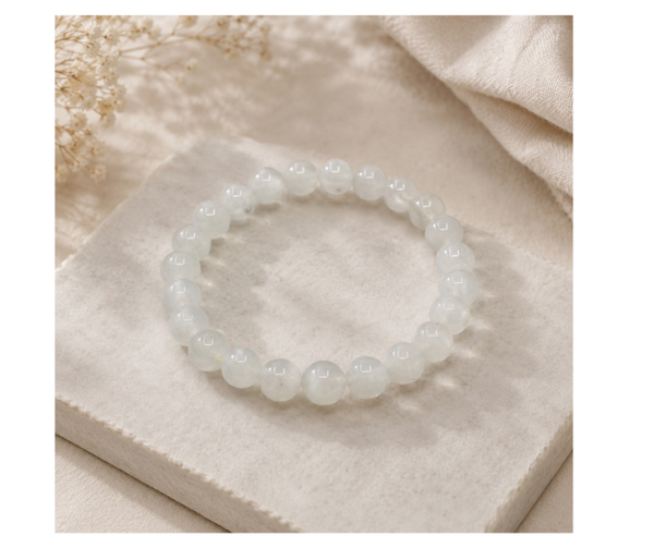 Jade, wit kralenarmband | Emoties, Zuiverend en Verwijdert gifstoffen