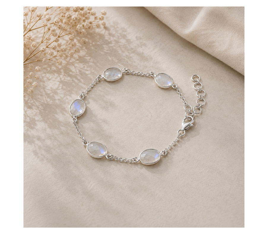 Regenboog maansteen armband | Bescherming, Emotionele stabiliteit en Vrouwelijke energie