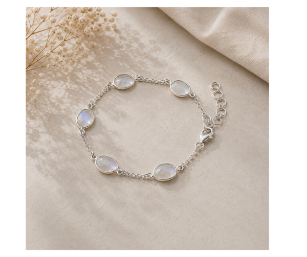 Regenboog maansteen armband | Bescherming, Emotionele stabiliteit en Vrouwelijke energie
