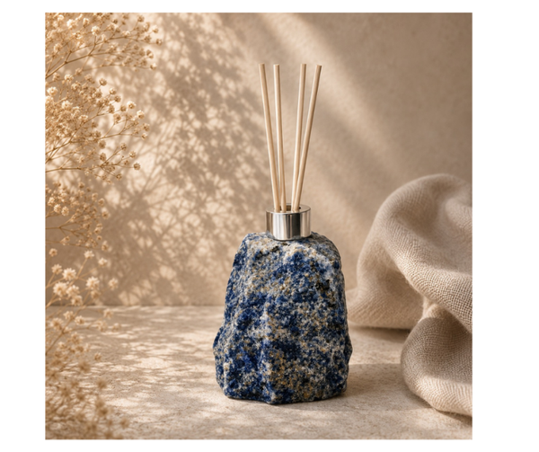 Edelsteen diffuser | Rozenkwarts | Bergkristal | Sodaliet | Groene kwarts | Vuurcalciet