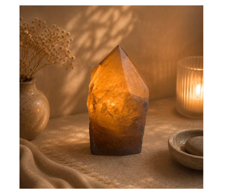 Edelsteen lamp | Bergkristal | Rozenkwarts | Rookkwarts