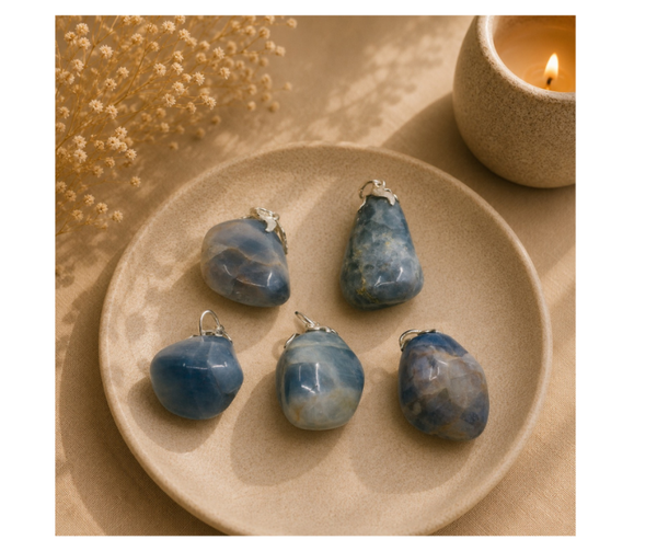 Calciet blauw hanger | Herstel en Ontspanning