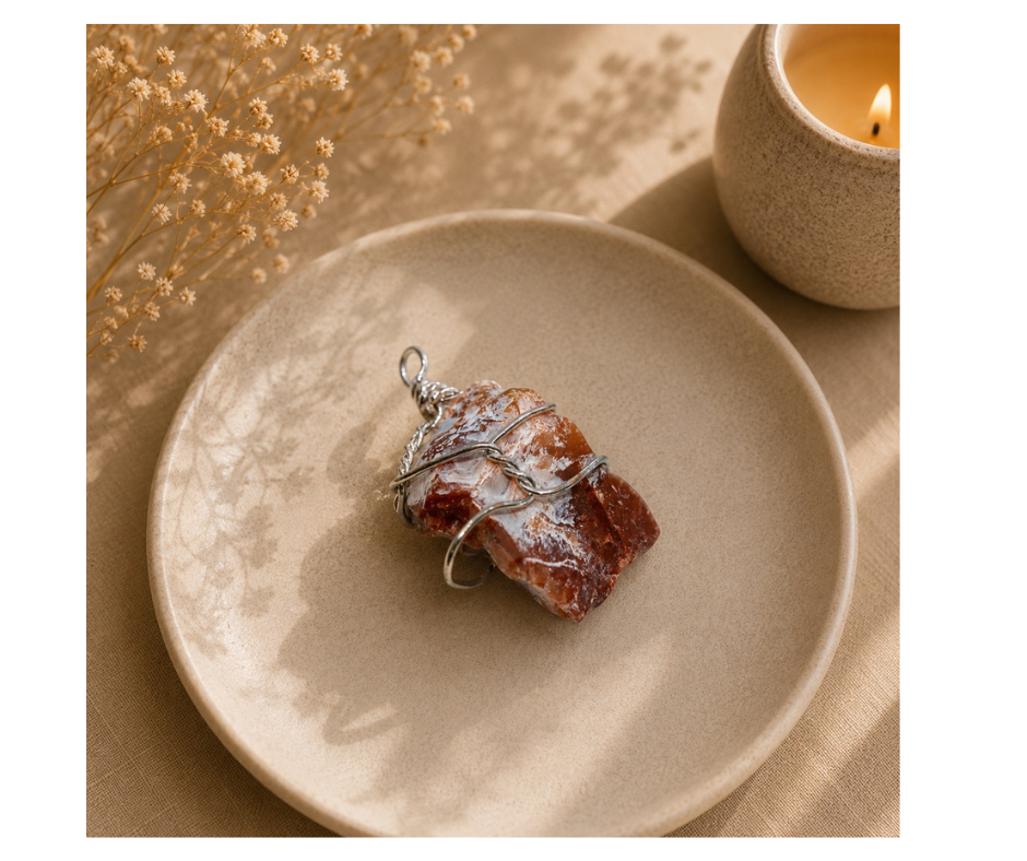 Calciet rood ruw wire hanger | Positieve energie en Gewrichten