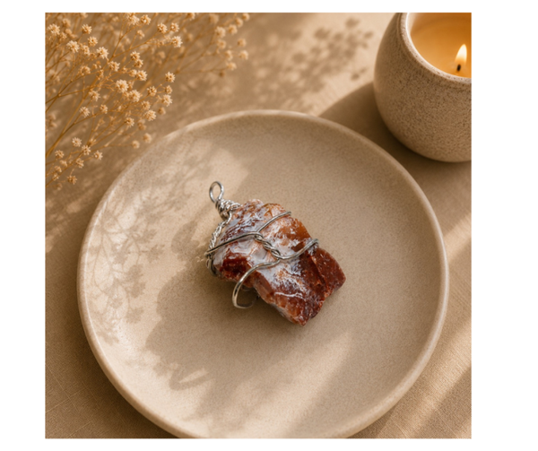 Calciet rood ruw wire hanger | Positieve energie en Gewrichten