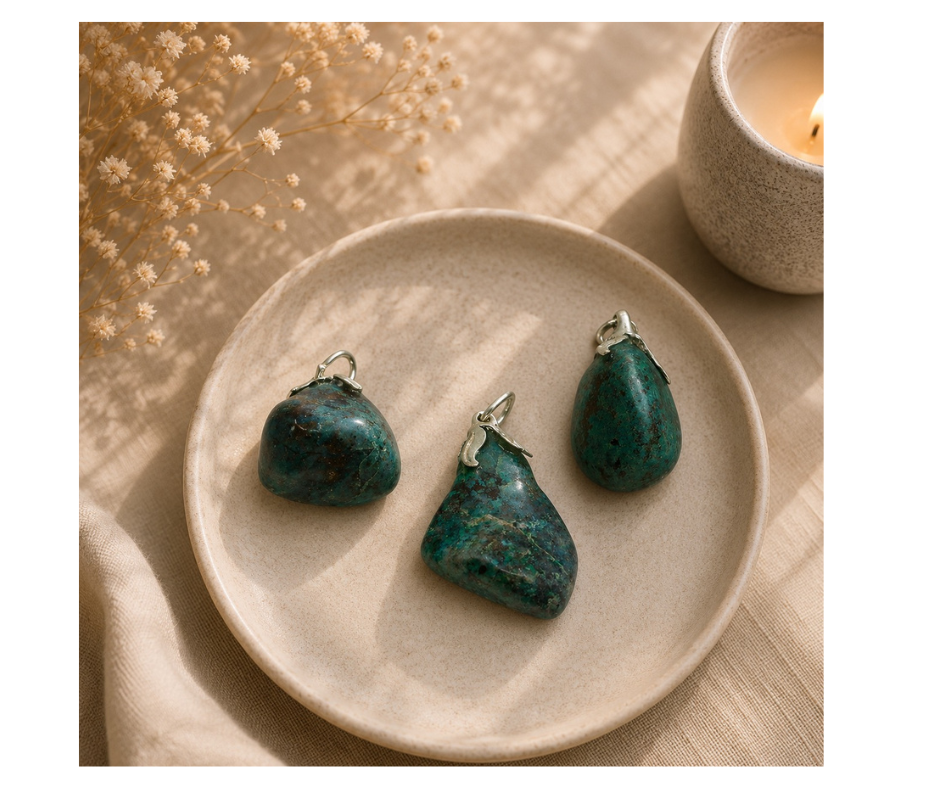 Chrysocolla hanger | Spijsvertering, PMS en Loslaten