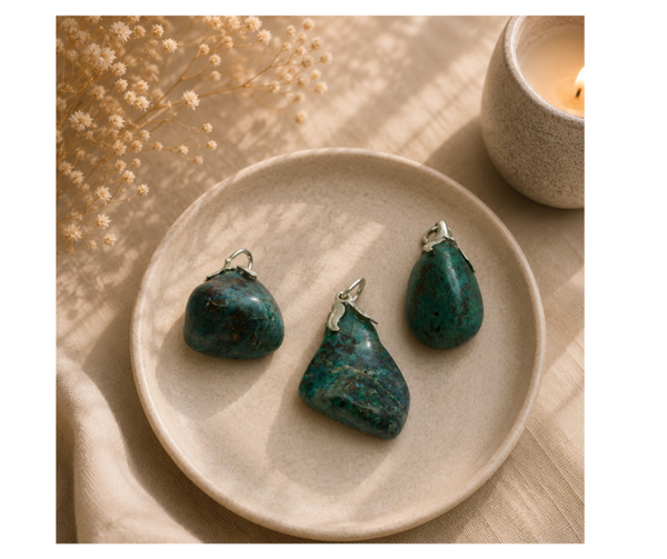 Chrysocolla hanger | Spijsvertering, PMS en Loslaten
