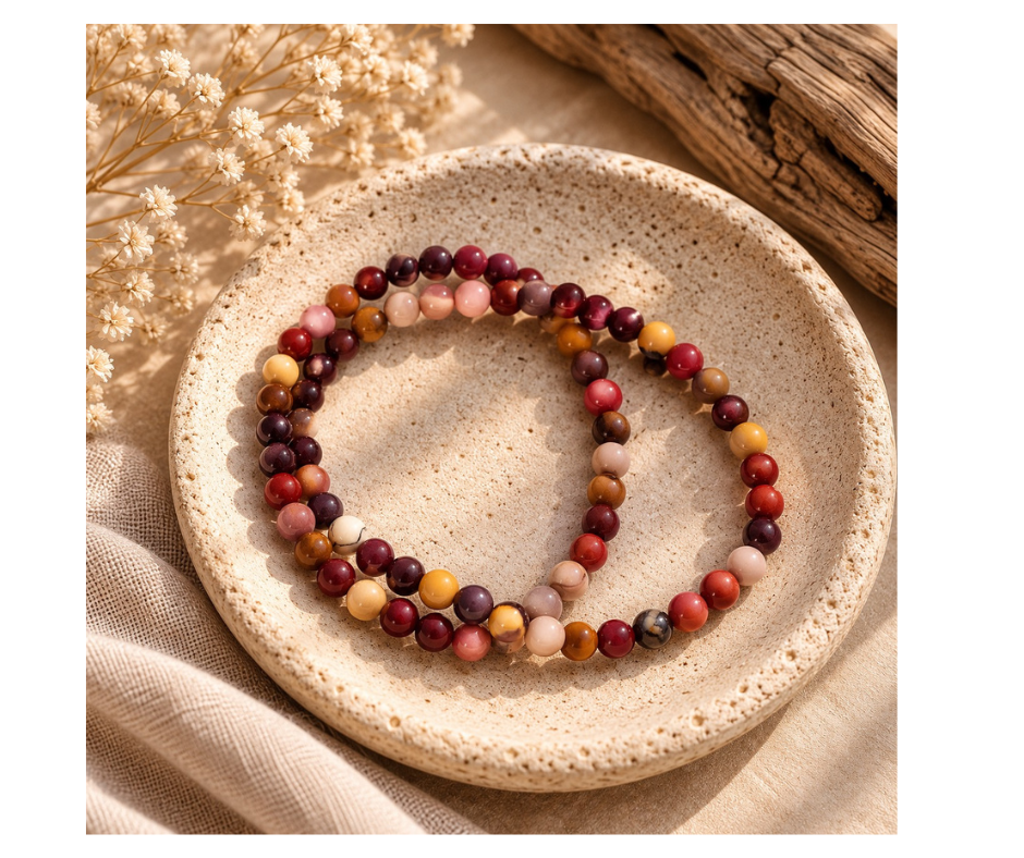 Mokaiet kralenarmband | Aarden, Moed & Vertrouwen