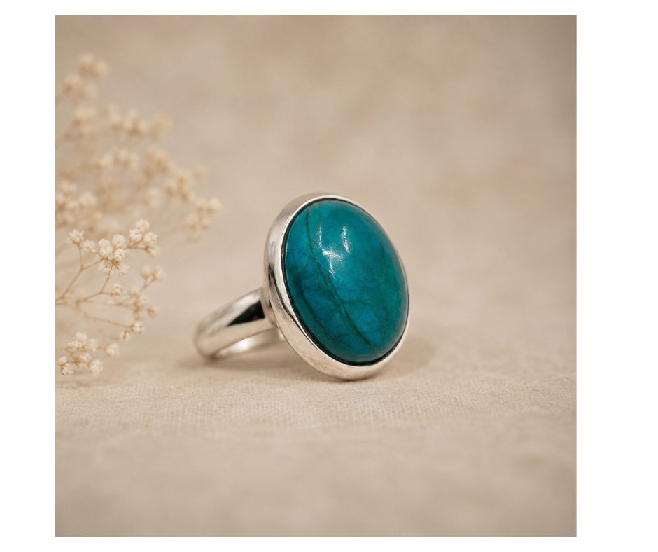 Chrysocolla ring | Spijsvertering, PMS en Loslaten