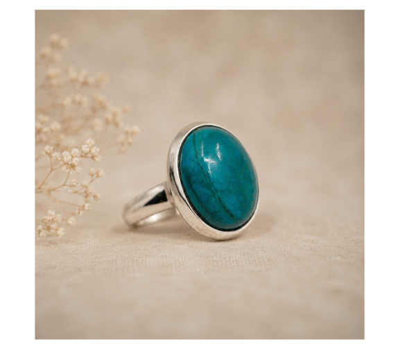 Chrysocolla ring | Spijsvertering, PMS en Loslaten