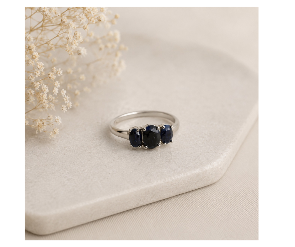 Saffier blauw ring | Focus, Harmonie en Schildklier
