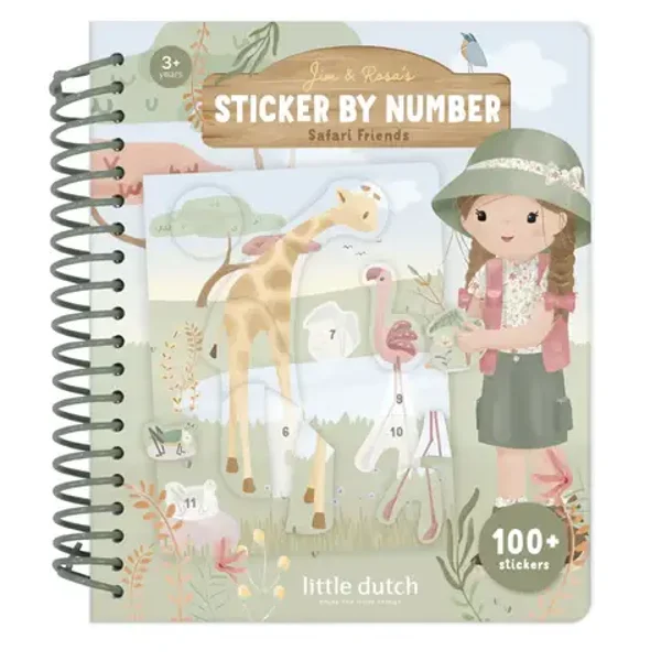 Little Dutch - Stickerboekje op nummer - Safari Friends - Rosa
