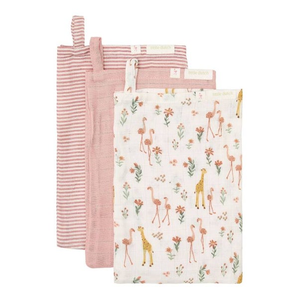 Little Dutch - Washandjes set van 3 - Safari Friends - Blooming Safari