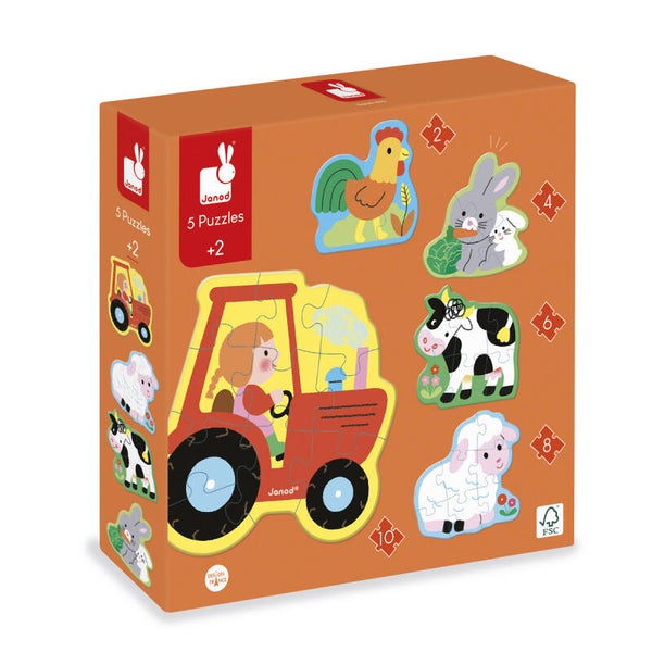 Janod - 5 formaten puzzels - Boerderij