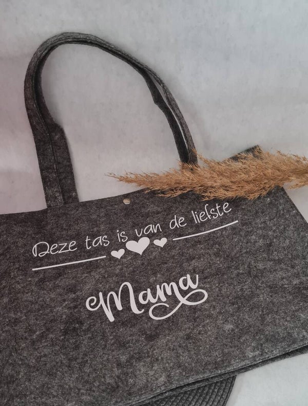 Viltentas liefste mama donkergrijs