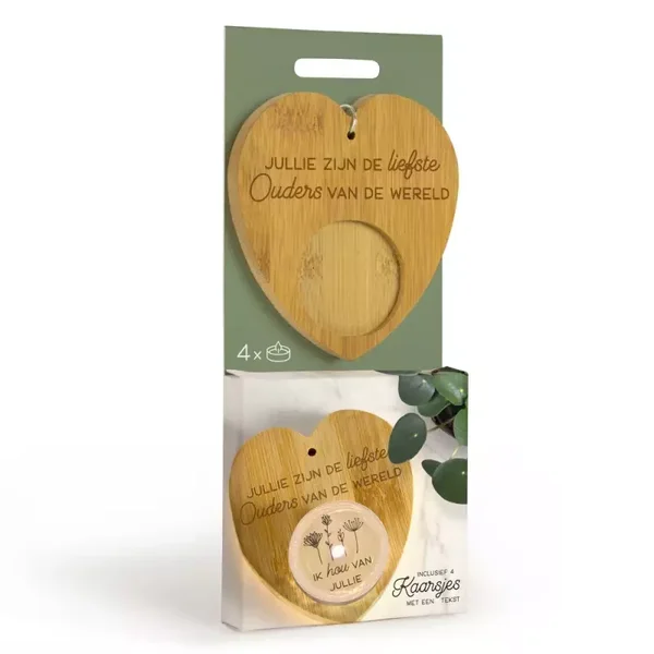 Houten verrassingskaarsje ouders