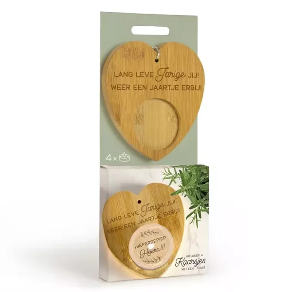 Houten verrassingskaarsje jarige