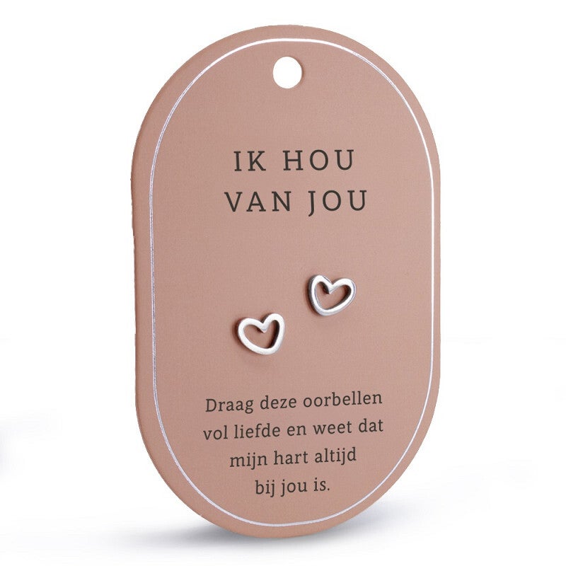 Oorbellen - Ik hou van jou - Zilver