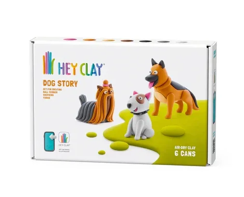 Hey Clay boetseerklei set dog story - Sheperd, Yorkie en Bull Terrier