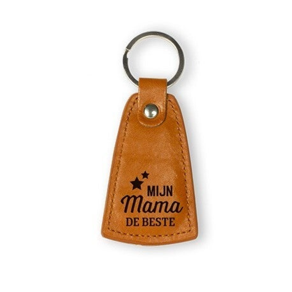 Leren sleutelhanger - Mijn mama is de beste
