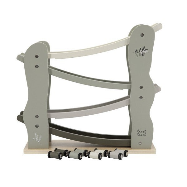 Label Label - Houten autobaan - Olijfgroen