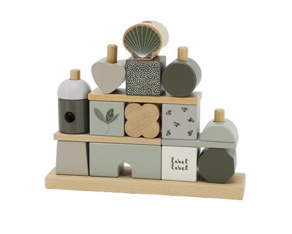 Label Label - Houten blokkenhuis - Olijfgroen