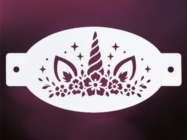 PXP - Sjabloon/Stencil - Unicorn with flowers