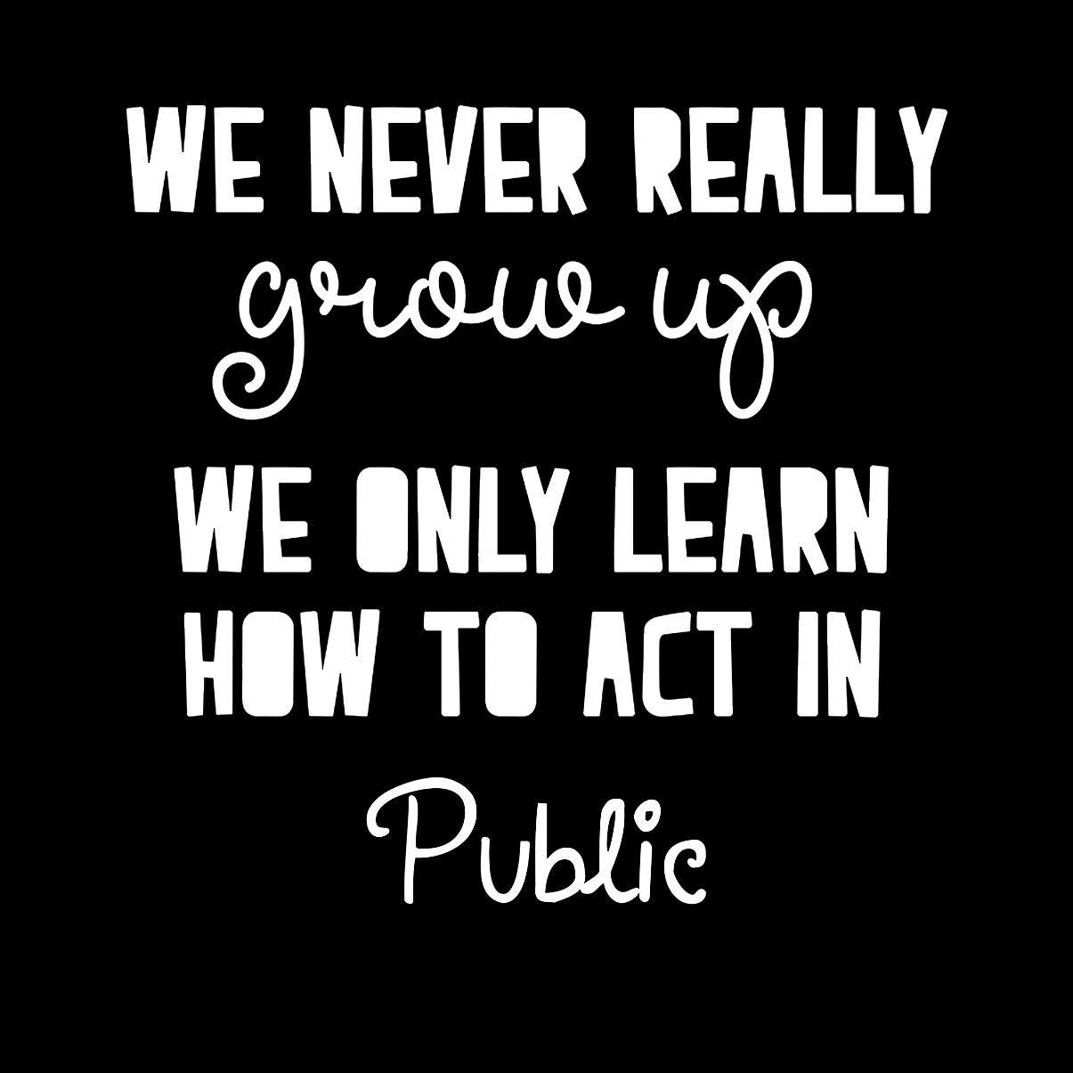 Onderzetter never grow up zwart