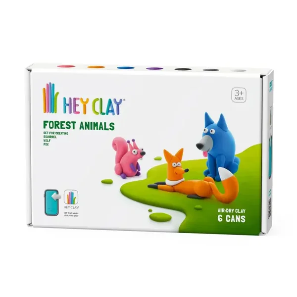 Hey Clay boetseerklei set bosdieren - Wolf, Vos en een Eekhoorn