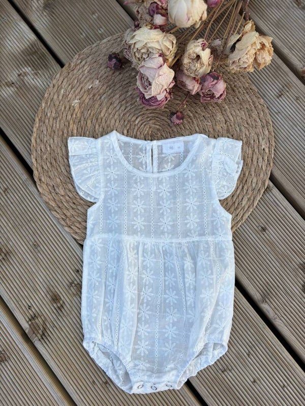 Zomerromper Broderie wit maat 56