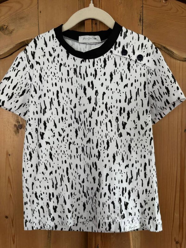 T-shirt Zwart / Wit maat 128