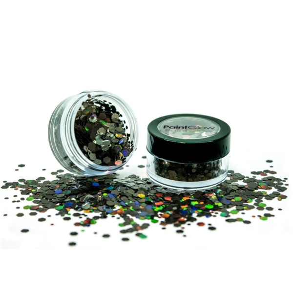 PaintGlow Holographic Chunky Glitter Black 6 ml