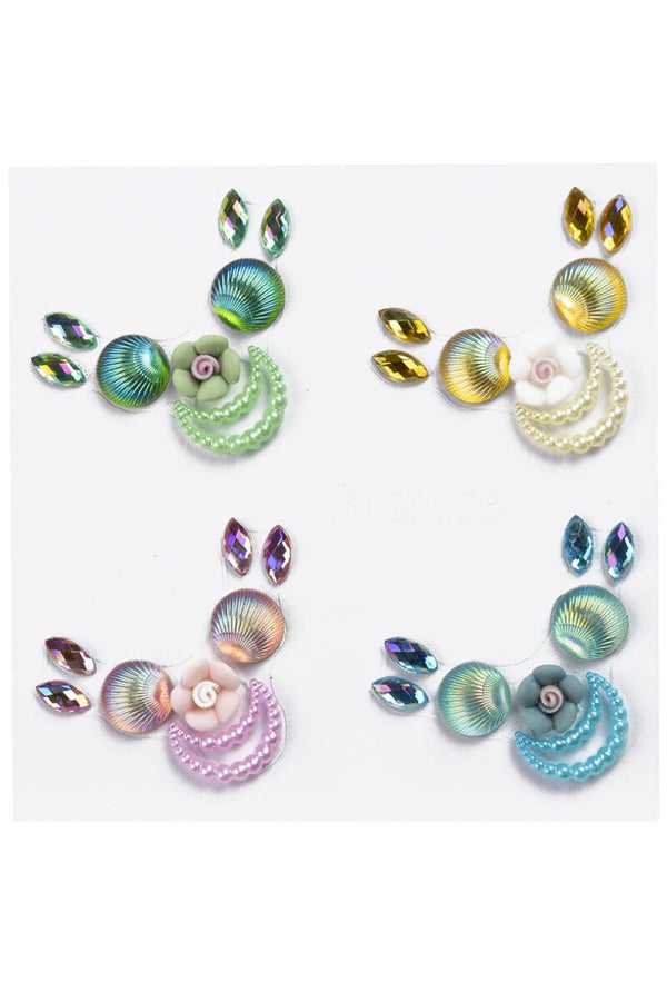 PXP Face jewels Smiley Aqua-gold-rose-turquois (setje van 4)